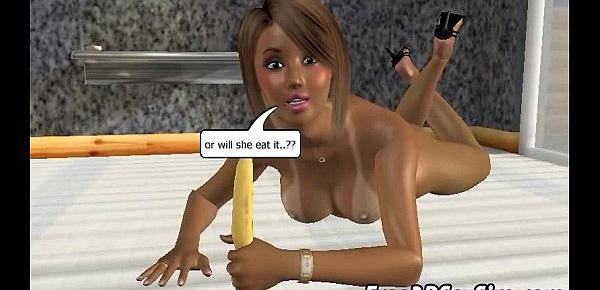  Two tasty 3D cartoon babes sharing a studs hard cock